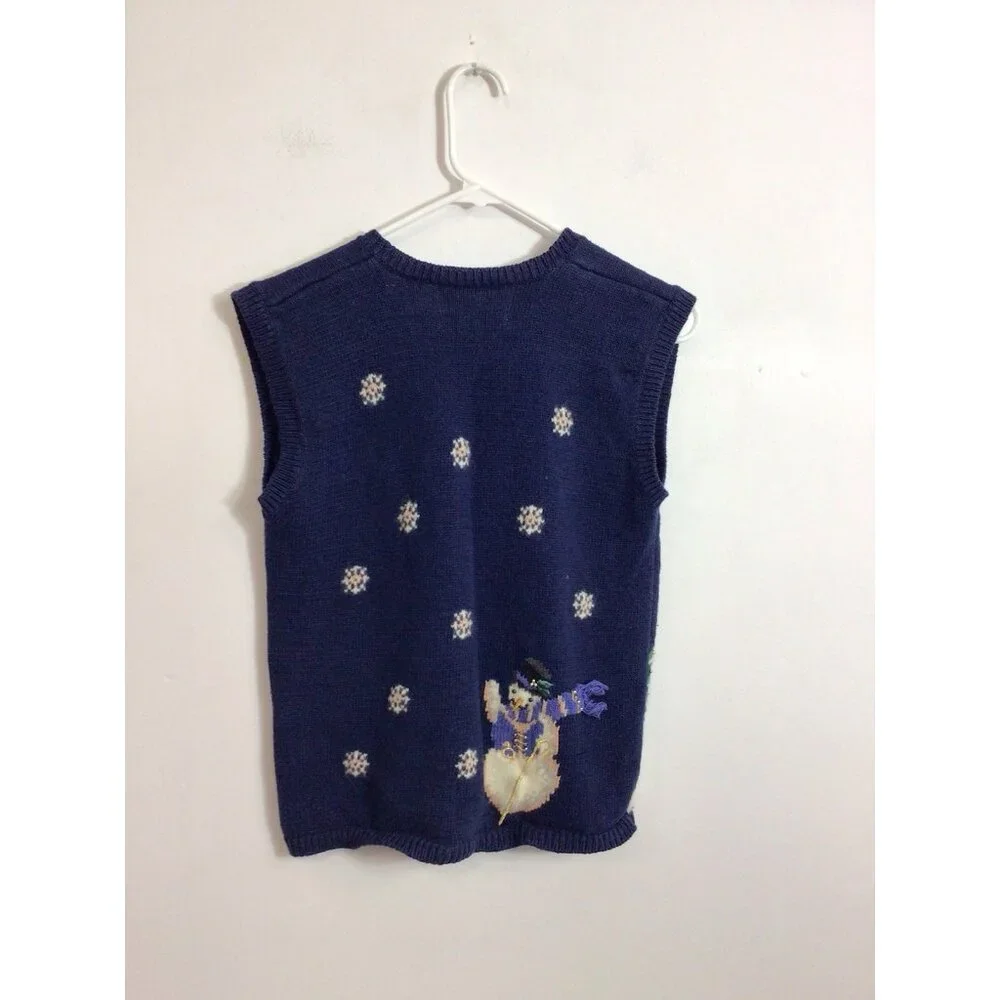 Marisa Christina Vintage Christmas Sweater Vest Snowman Girls 10 - Picture 6 of 7